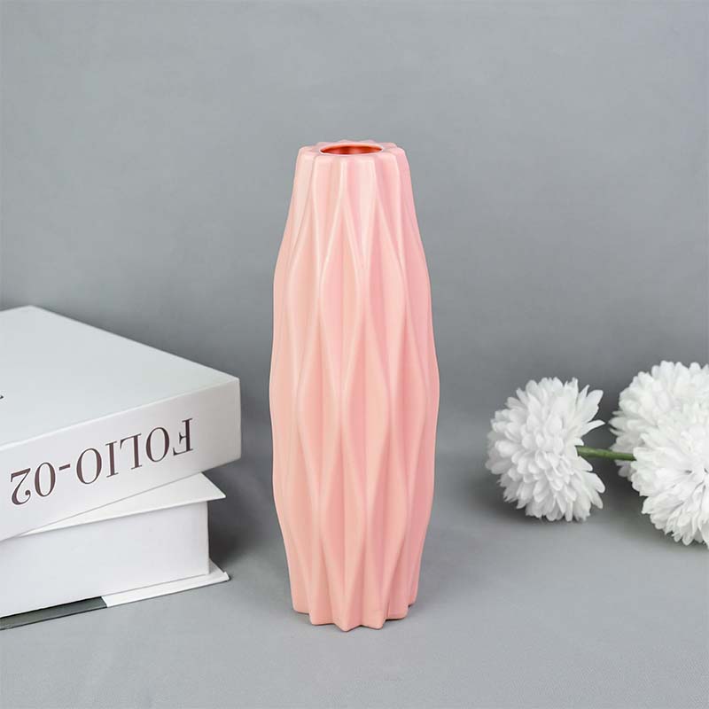Modern Flower Vase White Pink Blue Plastic Vase Flower Pot Basket Nordic Home Living Room Decoration Ornament Flower Arrangement: Red