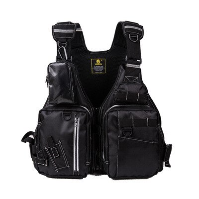Chaleco salvavidas para pesca, chaqueta de , 120kg, multifunción, 8 bolsillos, para deportes al aire libre,: Black-white zipper
