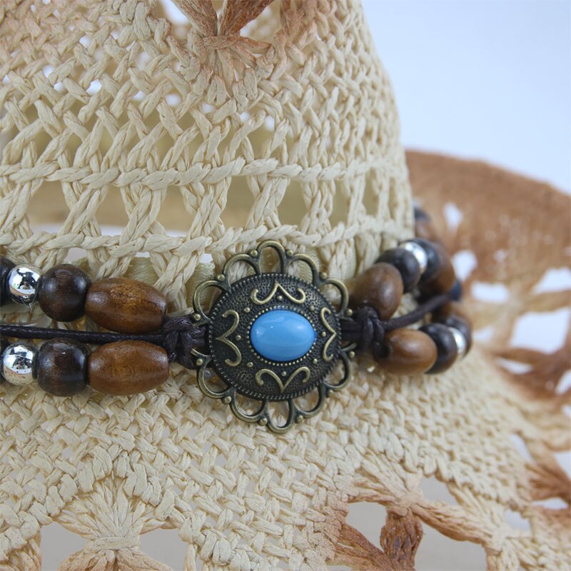 sun hats western cowboy panama wide brim with band belted straw hats natural raffia summer luxury weave handmade men women hats