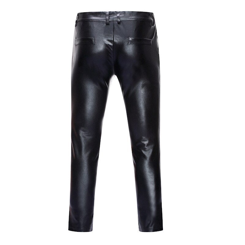 Moto à revêtement métallique Faux cuir PU pour hommes, pantalon de Hip Hop pour DJ, scène de discothèque et chanteurs, collection