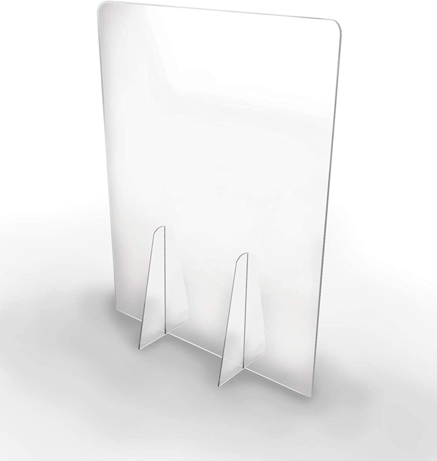 Mampara Metacrilato 3mm 65x50 Con Soporte Protección para oficinas Mampara Mesa Recepción Barrera Transparente Sin ventanilla