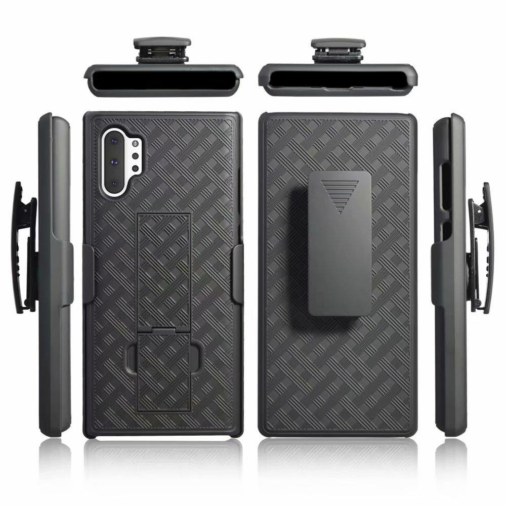 Coque rigide tissée hybride 2 en 1, étui combiné avec béquille et Clip de ceinture pour samsung galaxy note 10 +: Default Title