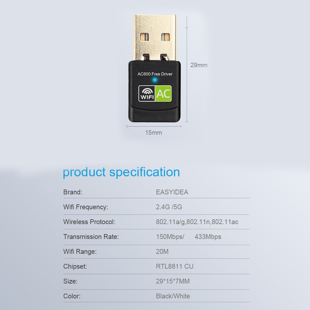 5Ghz Wi-fi Ontvanger Antenne Usb Wifi Adapter Gratis Driver 600Mbps Usb Ethernet Pc Wifi Adapter Lan Wifi dongle Ac Wifi Ontvanger