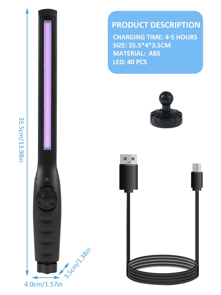 Portable Ultraviolet Light UVC Germicidal Lamp High Efficient Handheld Ultraviolet Lamp for Home School UV Sterilizer Light