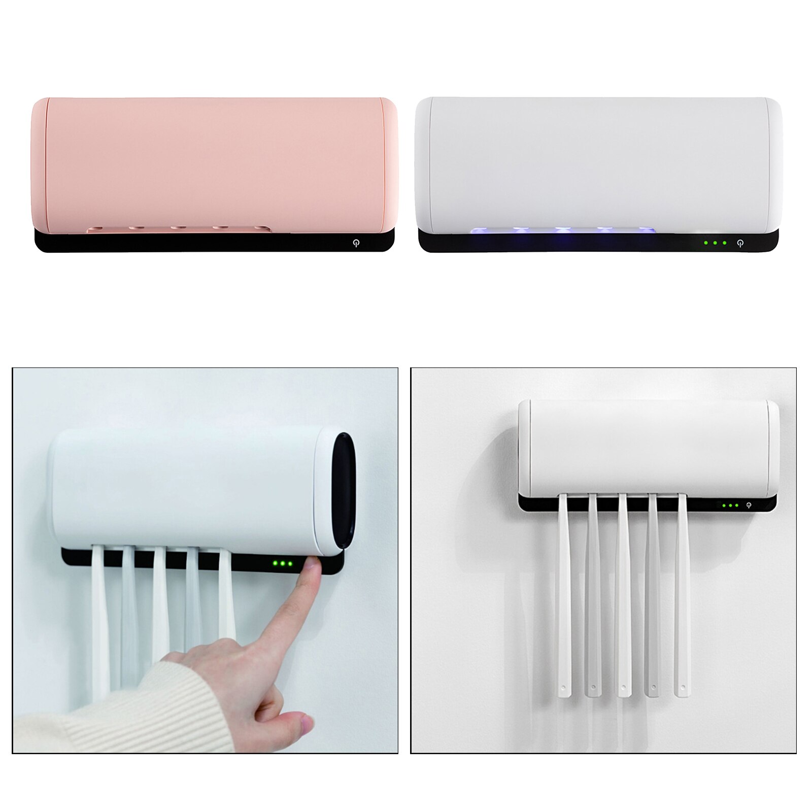 UV Toothbrush Holder Sanitizer Bathroom Toothbrush Storage Box Multi-function Storage Holder Holds 5 Toothbrushes