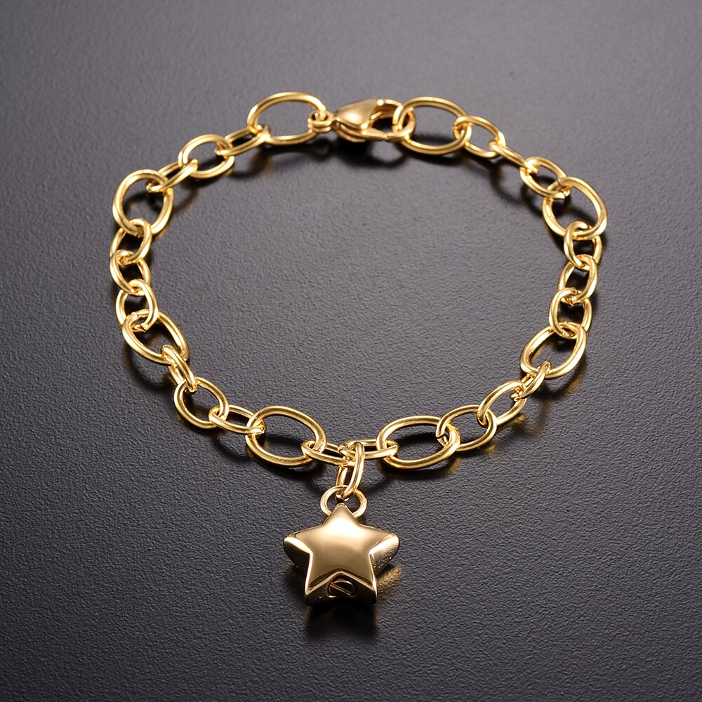 IJB0176-urna conmemorativa Mini, urna de cremación de estrellas, medallón para pulseras de cenizas, brazaletes de cadena de acero inoxidable, recuerdo con embudo gratis