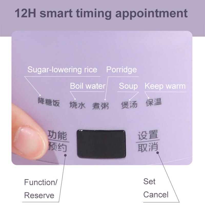 Bollitore elettrico fornello di riso scatola da pranzo mini zuppa portatile stufato pentola a cottura lenta porridge cibo piroscafo tagliatelle riscaldatore di pasta pentola calda