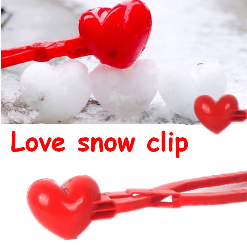 Plastic Sneeuwbal Maker Clip Cartoon Rode Liefde Hart Sneeuwbal Clip Winter Sneeuw Zand Mold Tool Voor Sneeuwballengevecht Outdoor Fun sport