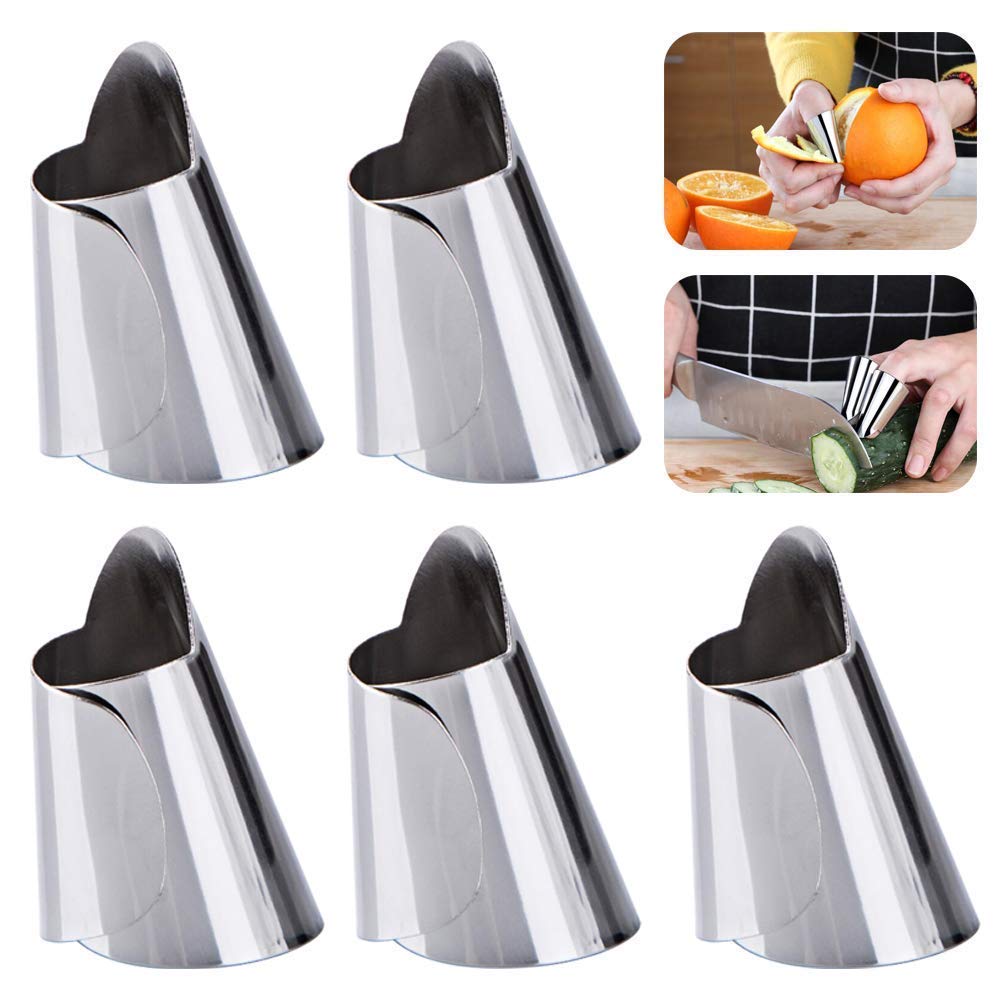 5 stuks roestvrijstalen vingerbeschermer, multifunctioneel, verstelbaar, anti-snij, schil, bonen, artefact, ijzeren spijkerhoes, keukengereedschap