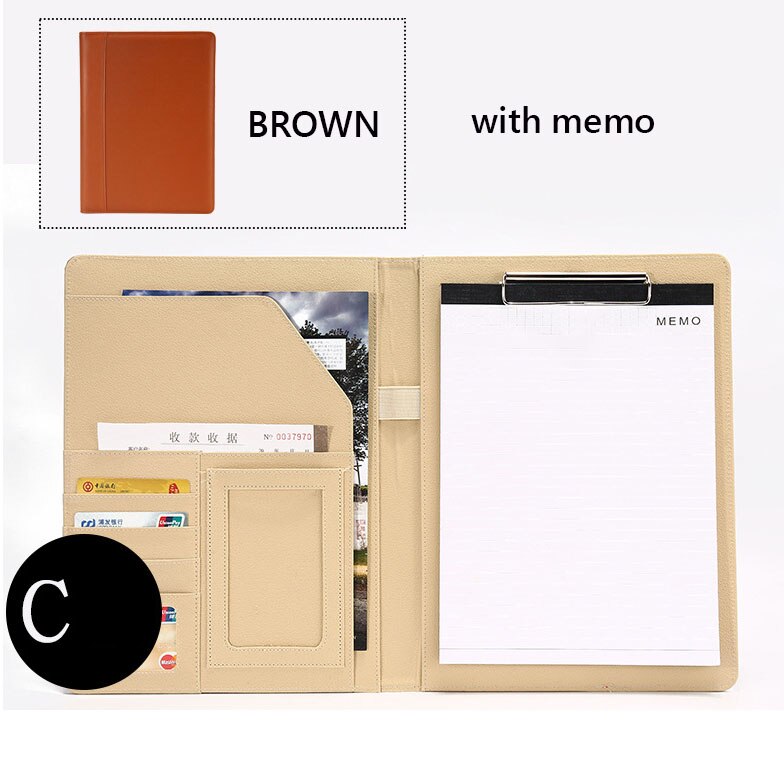 Datei Mappe A4 mit Taschenrechner Multifunktion Datei Papier Organizer Manager dokumentieren Pads Aktentasche Padfolio Tasche Geschäft Lieferungen: BrownC