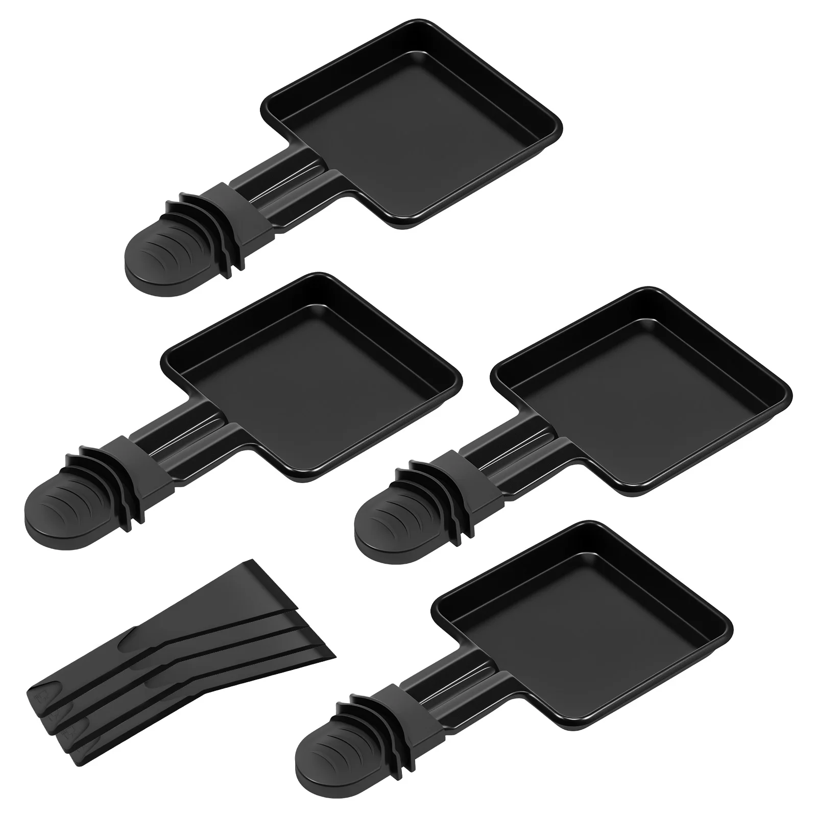 Mini sartenes para parrilla de Raclette de forma cuadrada, sartén para derretir queso con mango, sartenes antiadherentes de acero inoxidable para barbacoa, sartén para derretir queso y huevos, 4 Uds.: Verde claro