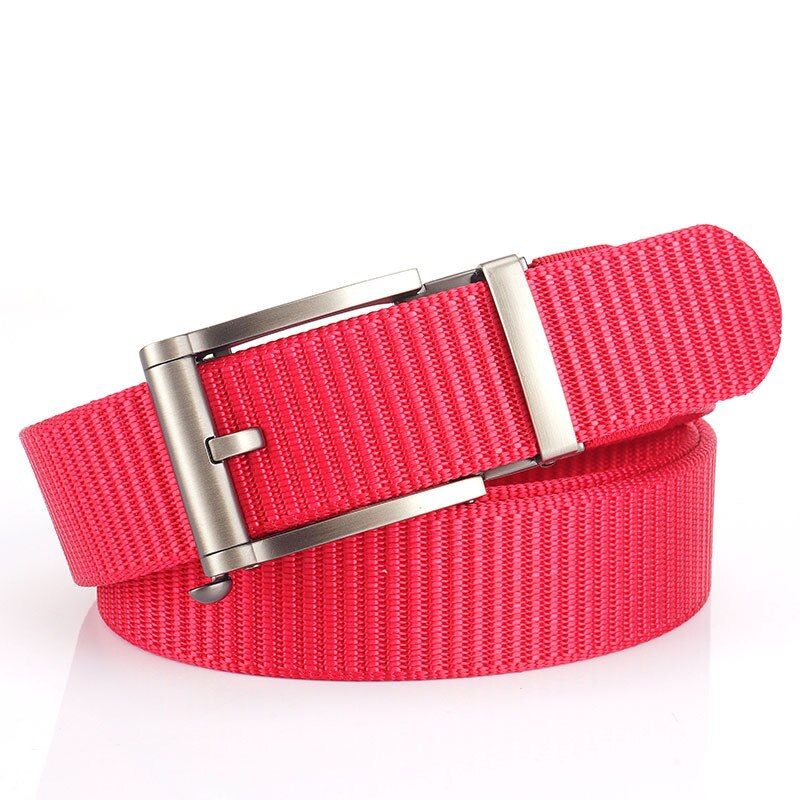 Deepeel 1pc 3.5*120cm canvas riem met automatische gesp, zonder tanden, tankpatroon, dikke nylon tailleband, heren outdoor vrijetijdsriem: Zilverrood