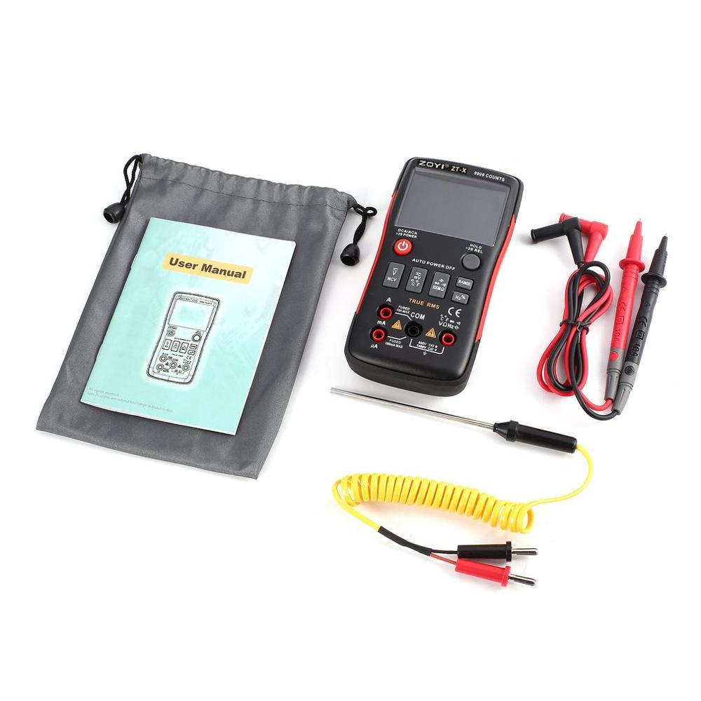 Zt-x digitalt multimeter automatisk rækkevidde sand rms ac/dc volt amp ohm kapacitans duty cycle ncv diode temperatur tester 9999 tæller: Default Title