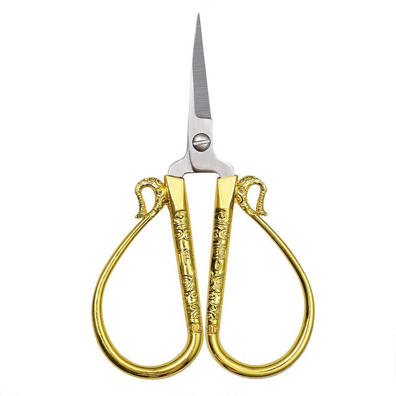 Tijeras de corte de nube de 12CM, tijeras de corte de papel, bordadas, clásicas, clásicas, europeas, Vintage, para costura a medida: Gold