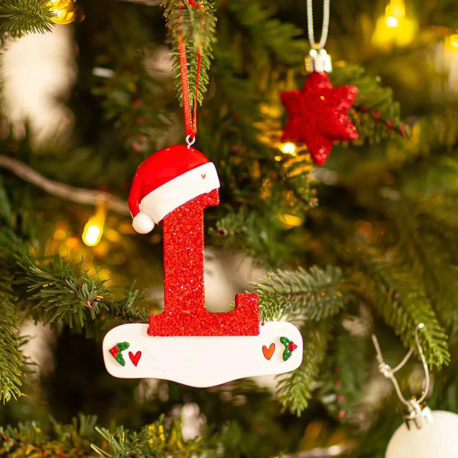 Christmas Tree Decoration Letter Pendant 26 Letters Home acrylic DIY Pendant Xmas Year Decor Ornament navidad: Light Grey