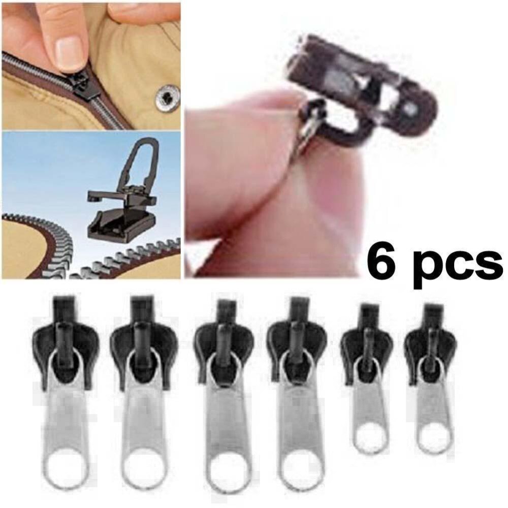 6Pcs Fix Zipper Zip Slider Rescue Instant Repair Kit Replacement For Handwork Sewing Tailor Tools Clothing Accessories