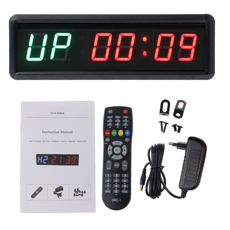 LED Fitness Interval Timer 1.5 Inch 6-digit Fitness Clock Gym Timer Stopwatch Count Down/Up Clock Stopwatch with Wireless: EU