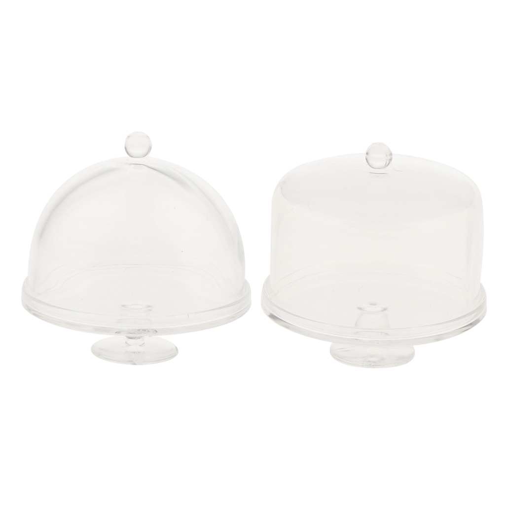 2Pcs Dollhouse Miniatuur 1/12 Clear Dessert Snack Kan Met Half Ronde Deksel