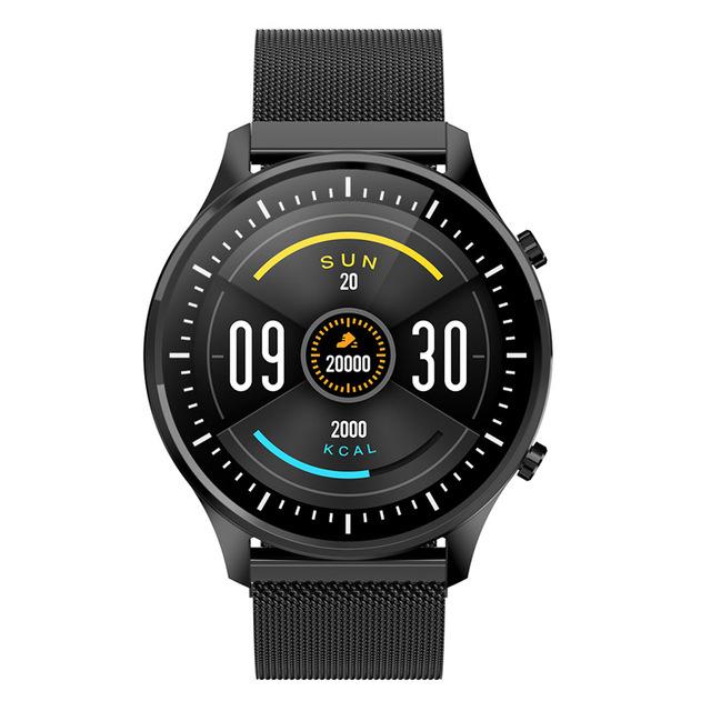 G21 Smart Watch Women DIY Watch Faces IP68 Waterproof Clock Fitness Tracker Heart Rate Monitor 1.28 inch Full Touch Round Screen: steel Black