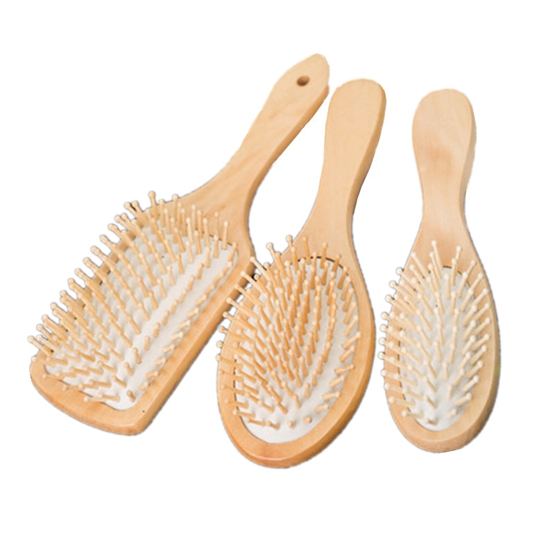 1 peine para el cuidado del cabello, cepillo de masaje con cojín de madera, peine de masaje antiestático para Spa, Airbag de bambú, peine para el cabello, promueve la circulación sanguínea