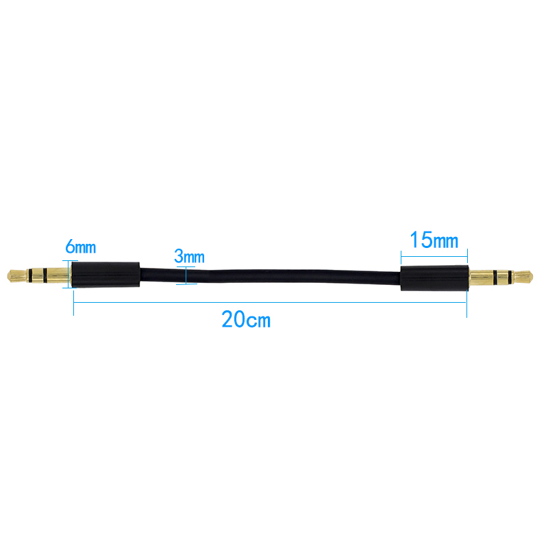 20cm Short 3.5mm Male to Male Stero Audio Cable 3 Pole 4 Pole Car AUX MP3/MP4 Audio Cable