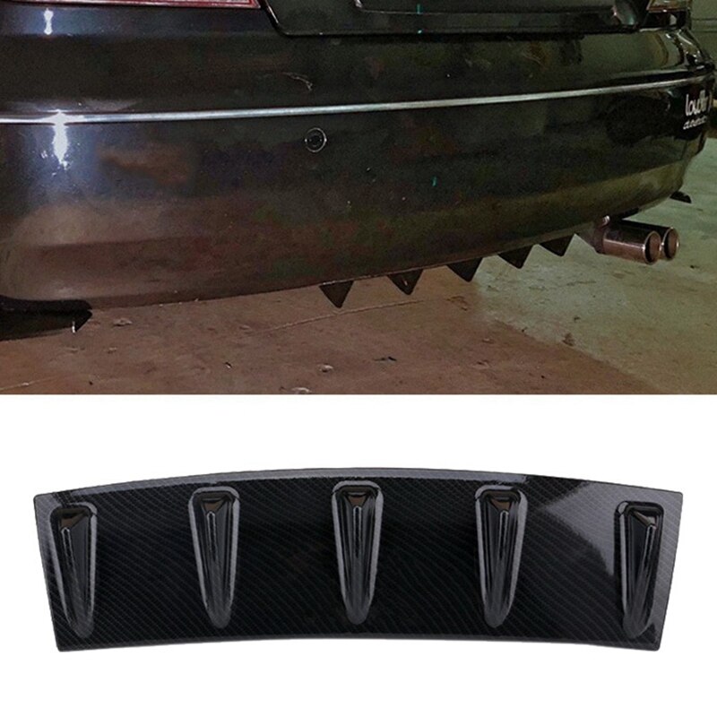 Universal Car Rear Bumper Lip Diffuser 5 Fin Shark Fin Style Carbon Fiber Bumper Spoiler Car Styling
