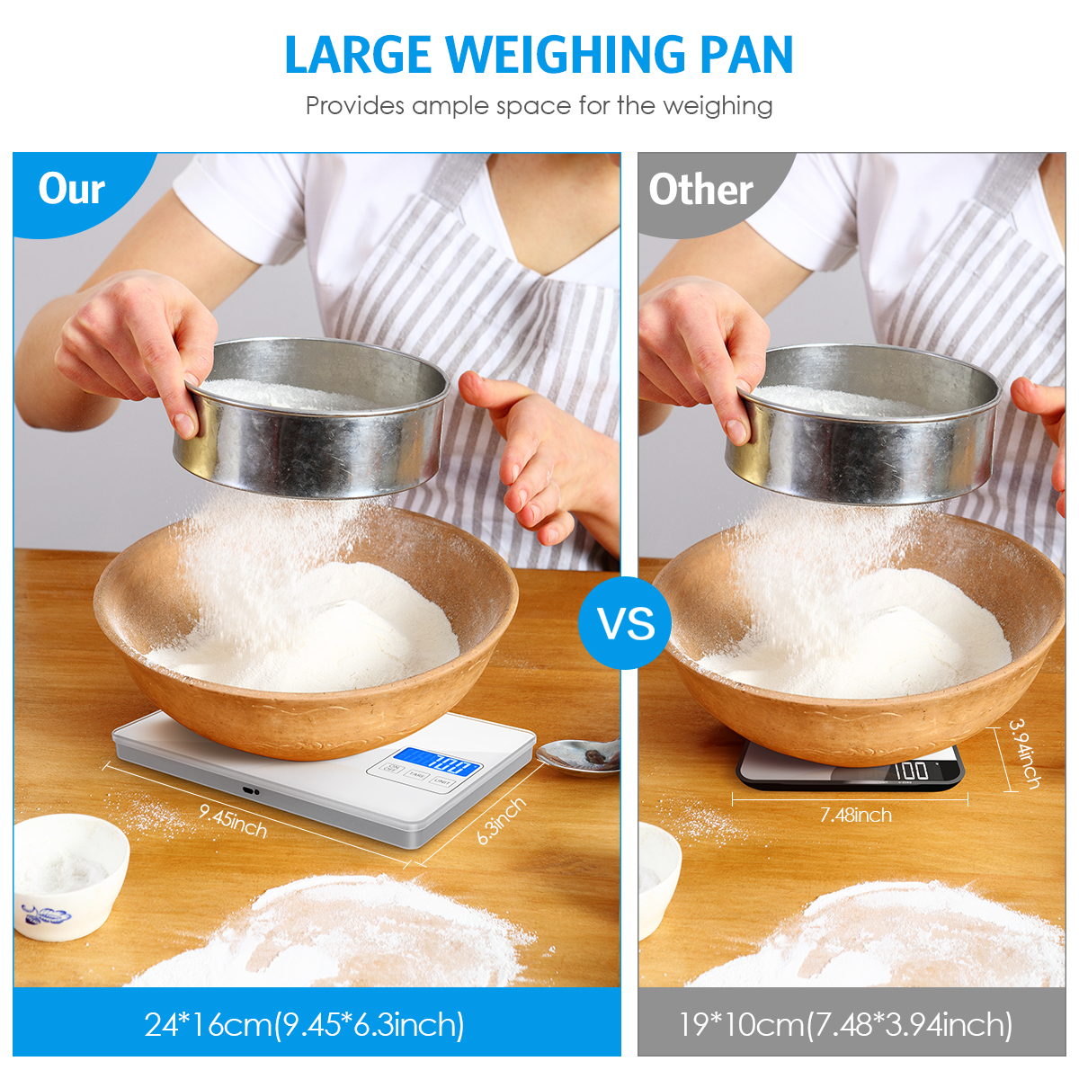 ORIA Digitale Skala 15kg/1g Wiederaufladbare Elektronische Küche Skala Hohe Präzision Lebensmittel Waage für Backen Kochen