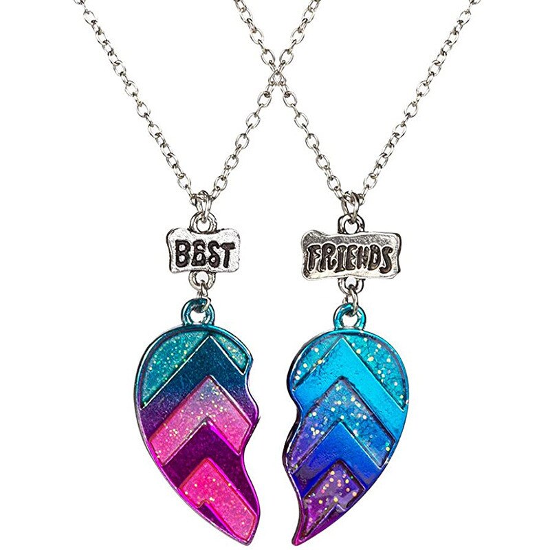 Luckydays Heißer Pailletten Nähte Herz Gebrochen Beste Freunde Halskette Anhänger Kette BFF Freundschaft Schmuck Für freundlicher 2 Teile/satz: B1160