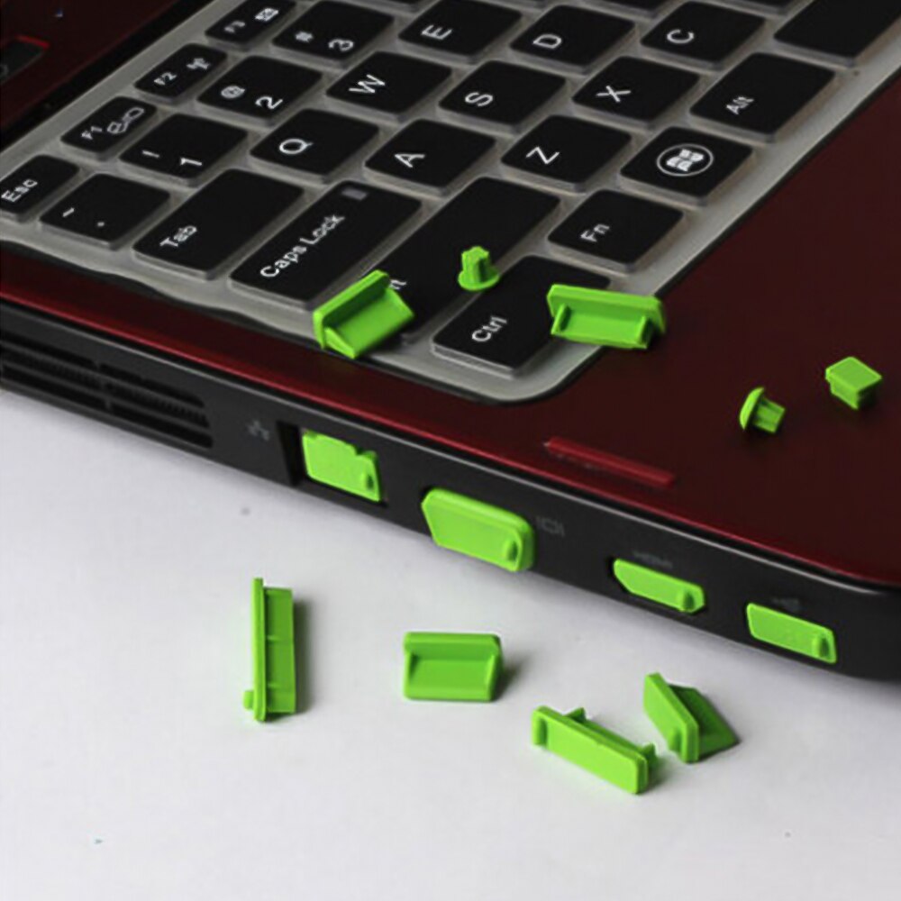 16 Stks/set Laptops Stof Plug Universele Elastische Siliconen Anti-stof Notebook Computer Poort Protector Stofdicht Stopper Cover: green