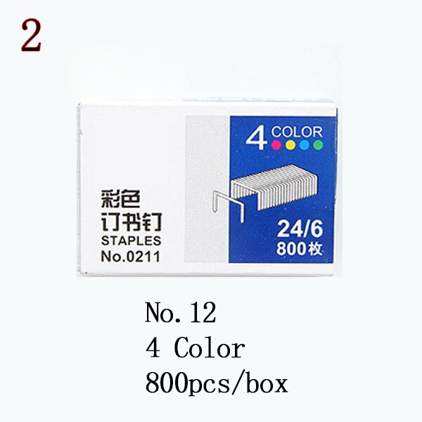 1 Pack 10/12mm Colorful Stapler Book Staples Silver / Color Stainless Steel Staples School Office Binding Supplies Papeleria: Color No.12