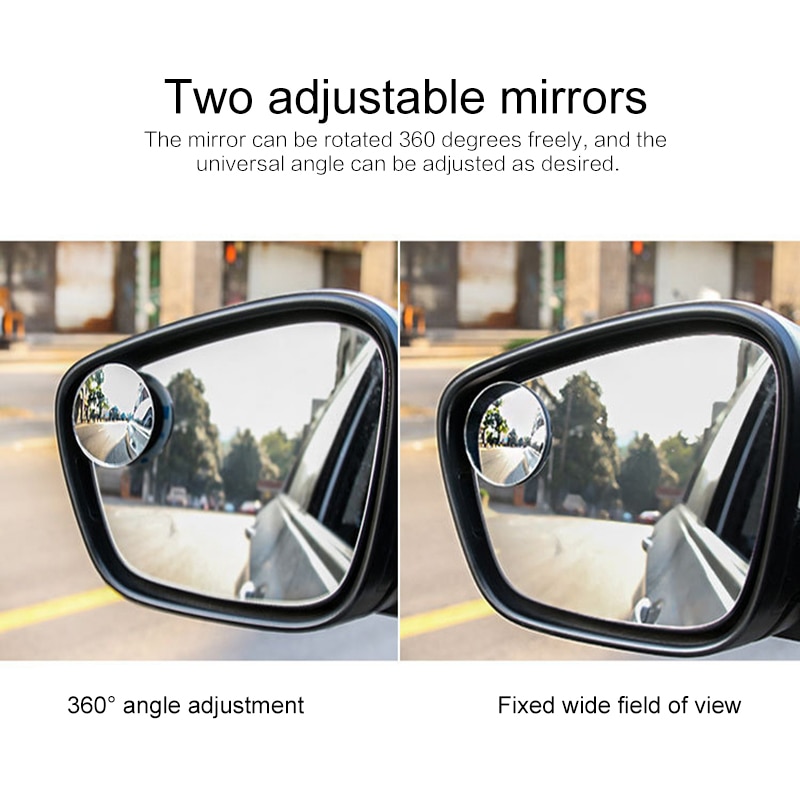 2 stuks HD 360 Graden Groothoek Verstelbare Auto Achteruitrijcamera Bolle Spiegel Auto Achteruitkijkspiegel Voertuig Blind Spot Randloze spiegels