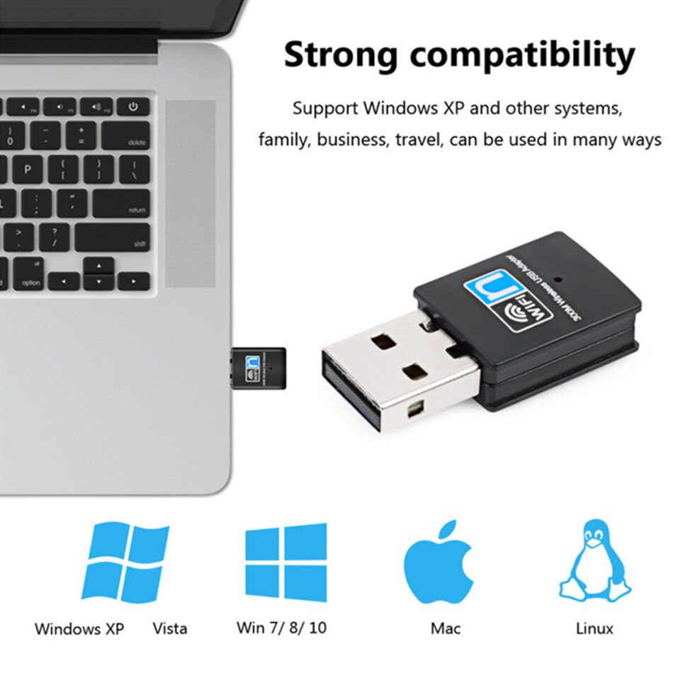 Adaptador WiFi USB 300M 2,4 GHz antena WiFi de doble banda 802.11b/n/g, Mini ordenador inalámbrico, ordenadores portátiles, tarjeta de red, receptores al por mayor