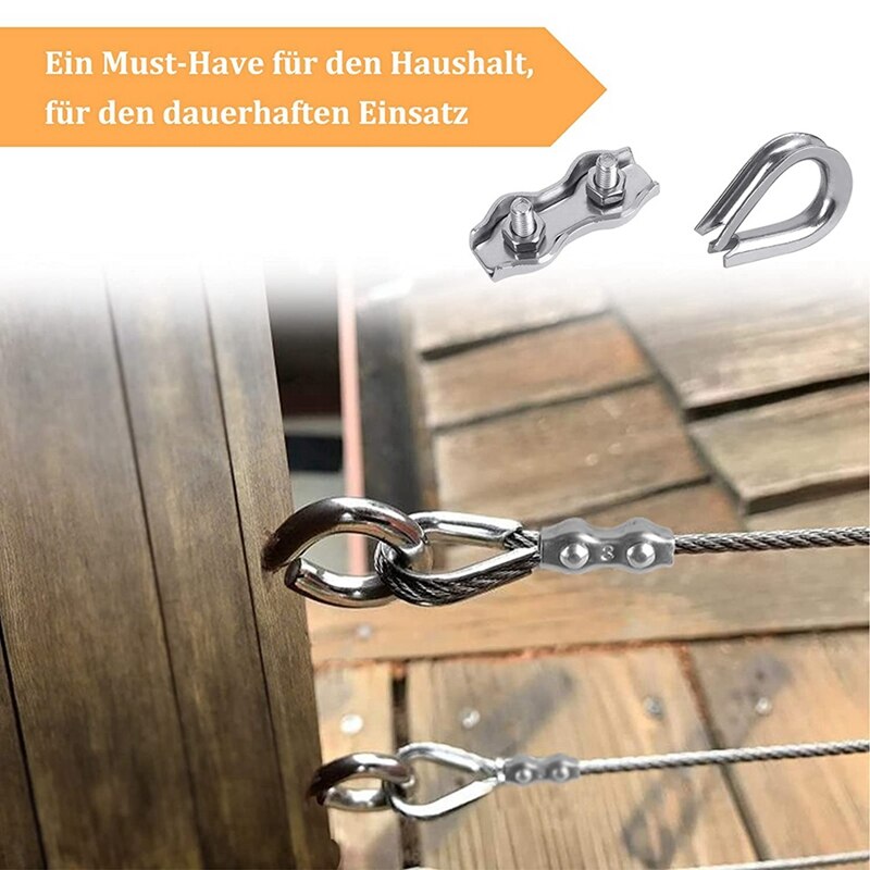 24Pcs Wire Rope Clamp 3mm, Wire Rope Clamp Rope Clip, Cable Marine Duplex Clip for Clothesline Awning Attachment