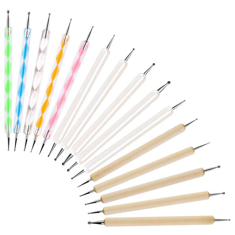 Big 15 Pcs Dotting Tools Set, Ball Stylus Embossing Pattern Clay Sculpting Carving Modeling Tools Nail Art, Mandala Rock Pa: Default Title