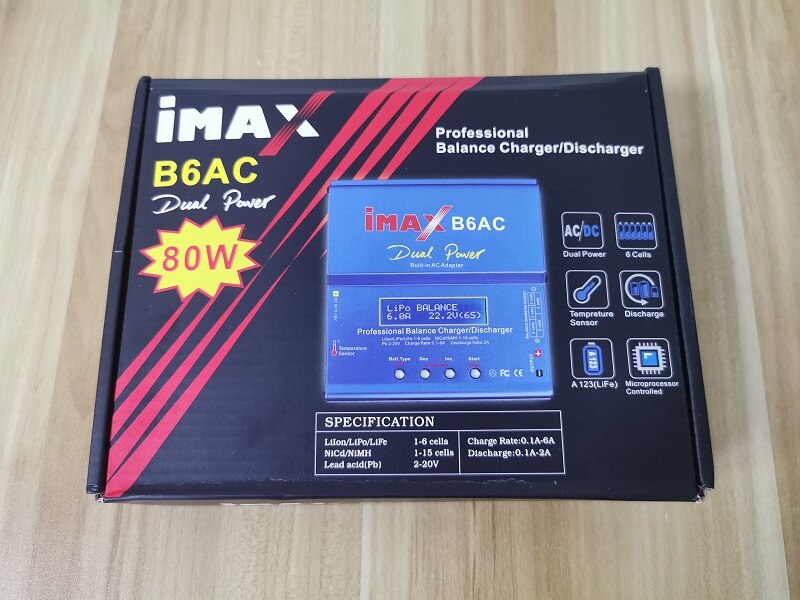 Htrc Imax B6 Ac 80W B6AC Rc Charger 6A Dual Channel Balans Lader Li-Ion Nimh Nicd Lipo Batterij Digitale lcd-scherm Ontlader