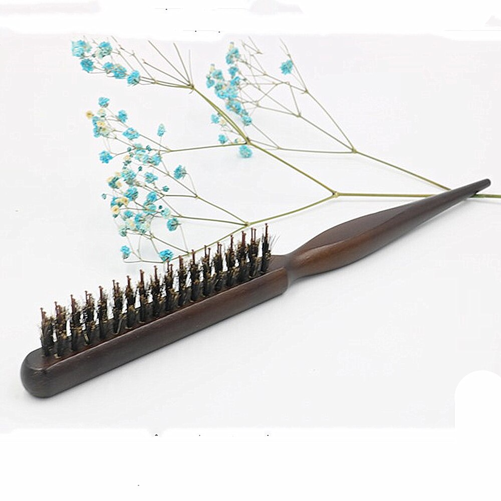 Houten Handvat Haar Kam Natuurlijke Varkenshaar Borstel Pluizige Fijne Handvat Kam Kappers Kapper Hair Styling Tool