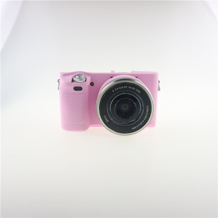 Belle housse de protection pour Sony A6000 ILCE-6000L 16-50mm lentille TPU souple en caoutchouc de Silicone: Rose