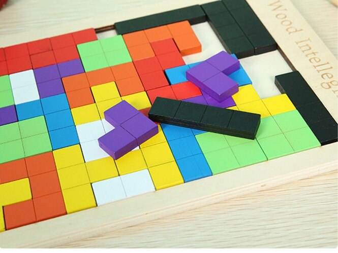 Wooden Tetris Puzzle Brain Teasers Game