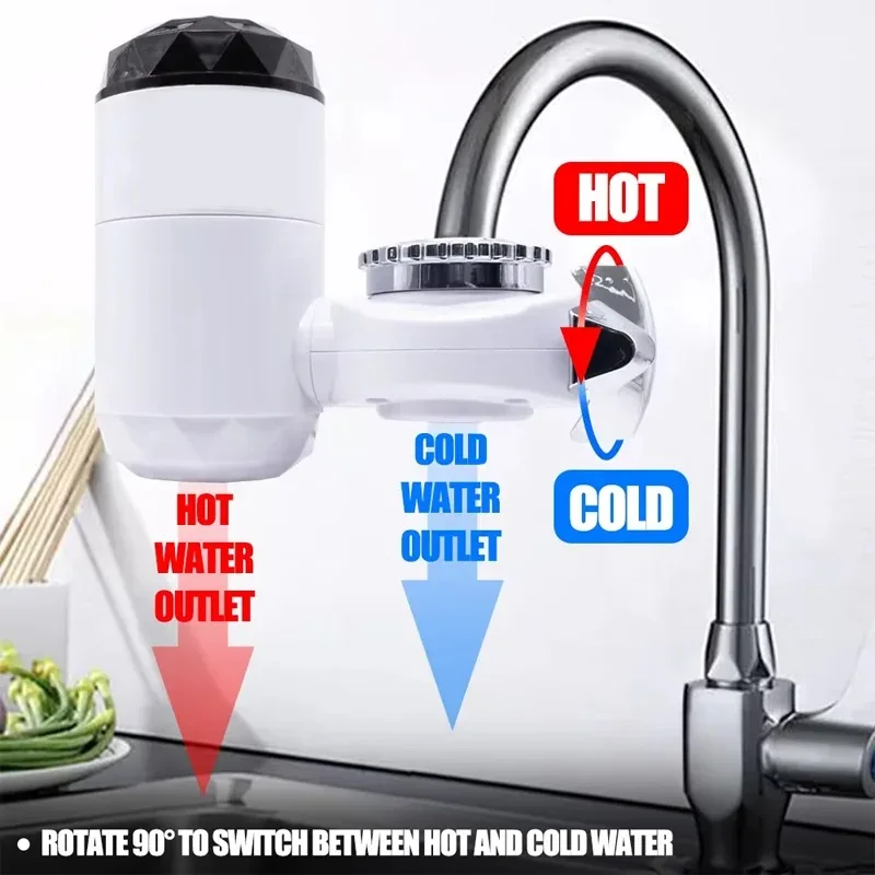 Kitchen Instant Eectric Water Heater Tap Water Faucet Heater Cold Heating Faucet Tankless Instantaneous Water Heater Home