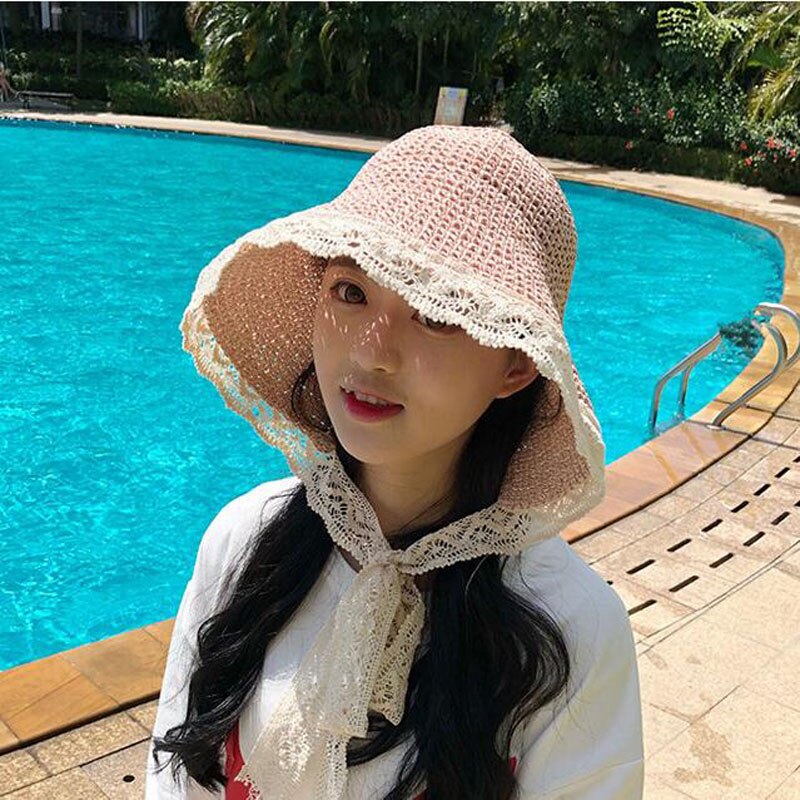 Kvinnors Strandhatt Bred Rand Raffia main image 1