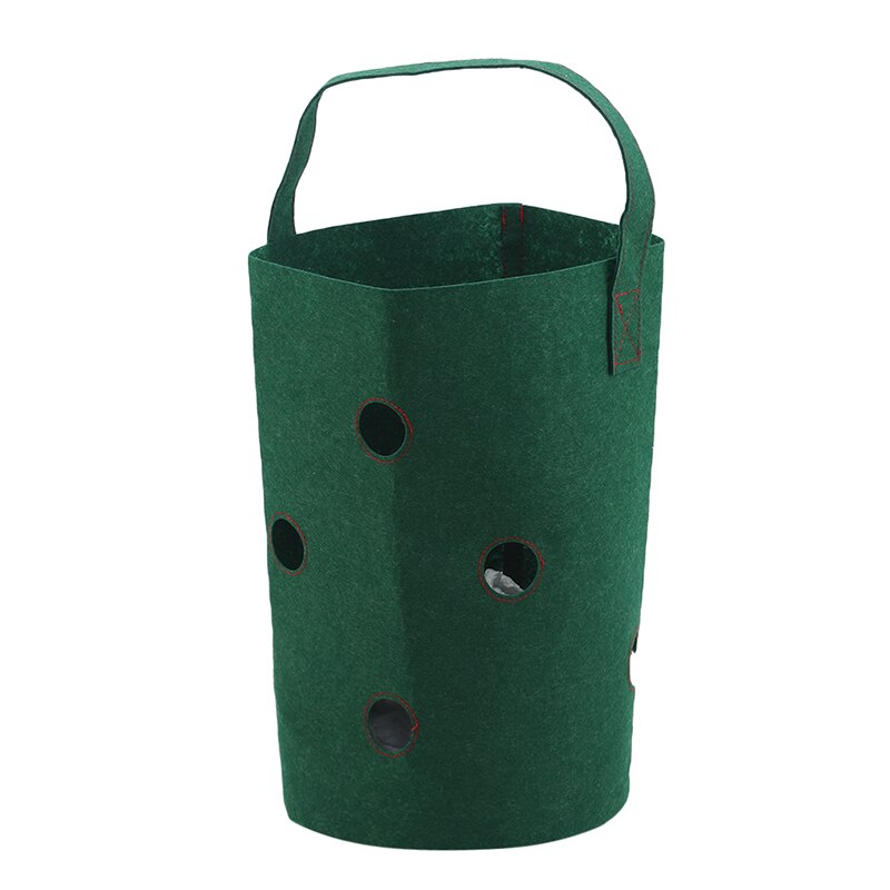 Tuin Outdoor Planten Grow Bag Aardbei Verticale Bloem Kruid Pouch Wortel Ademend Groente Ronde Herbruikbare Pot Planter: Green 8 holes