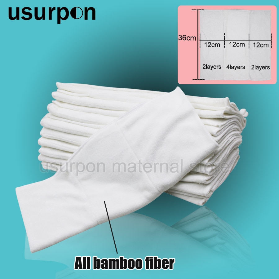 [usurpon] 3pcs 36*36cm bamboo prefold diaper, washable bamboo fiber insert