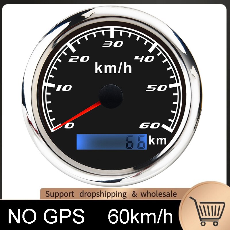 Boot Snelheidsmeter Gauge 30 Km/h 60 Km/h 120 Km/h 200 Km/h Kilometerteller Gauge Zonder Gps Antenne Met Rode Backlight: NO GPS 60kmh BS