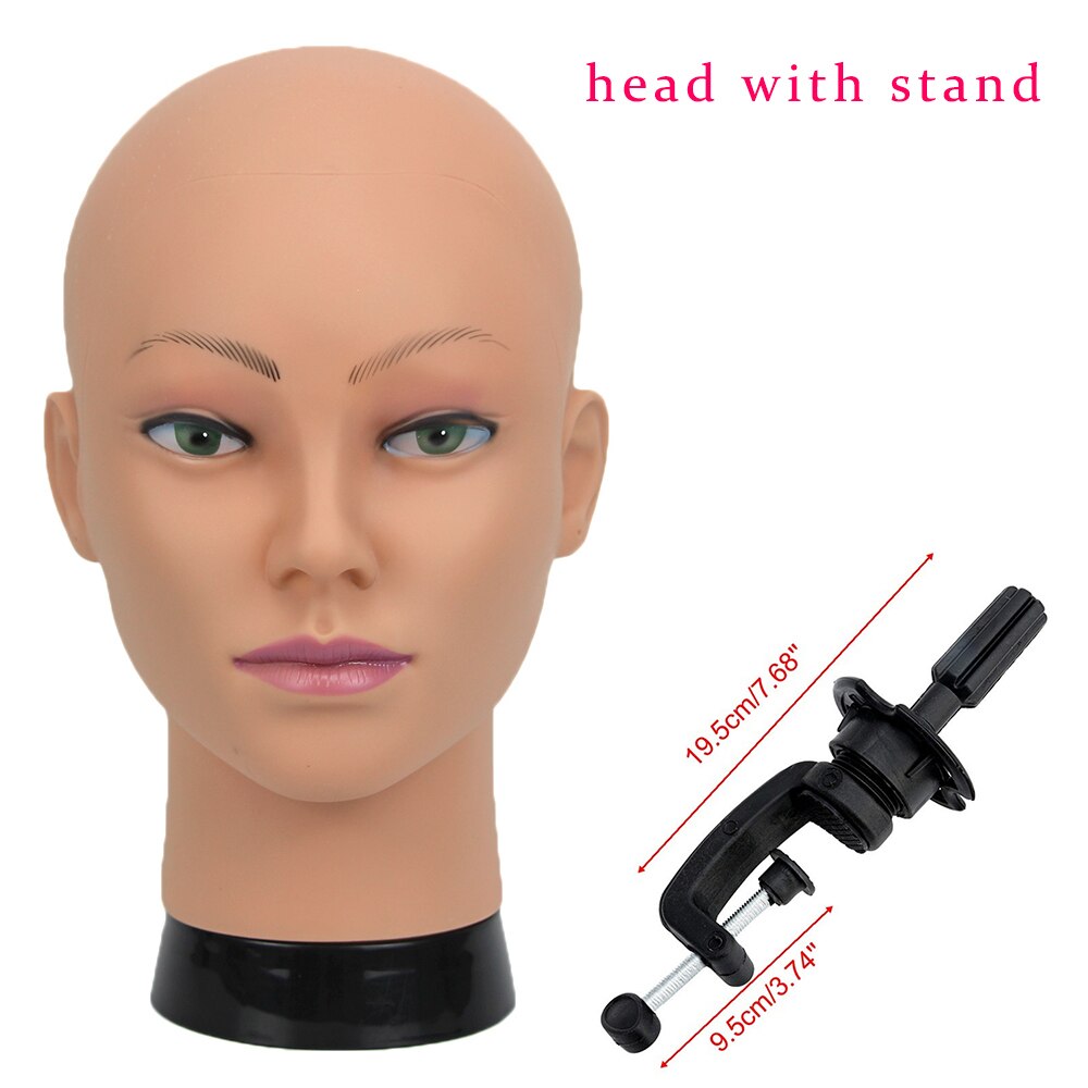 Bald Mannequin Head Wig Head Without Hair for Styling/Making/Display Wigs Mannequin/Maniquin/Traning Head With Stand For wig: Gold Color