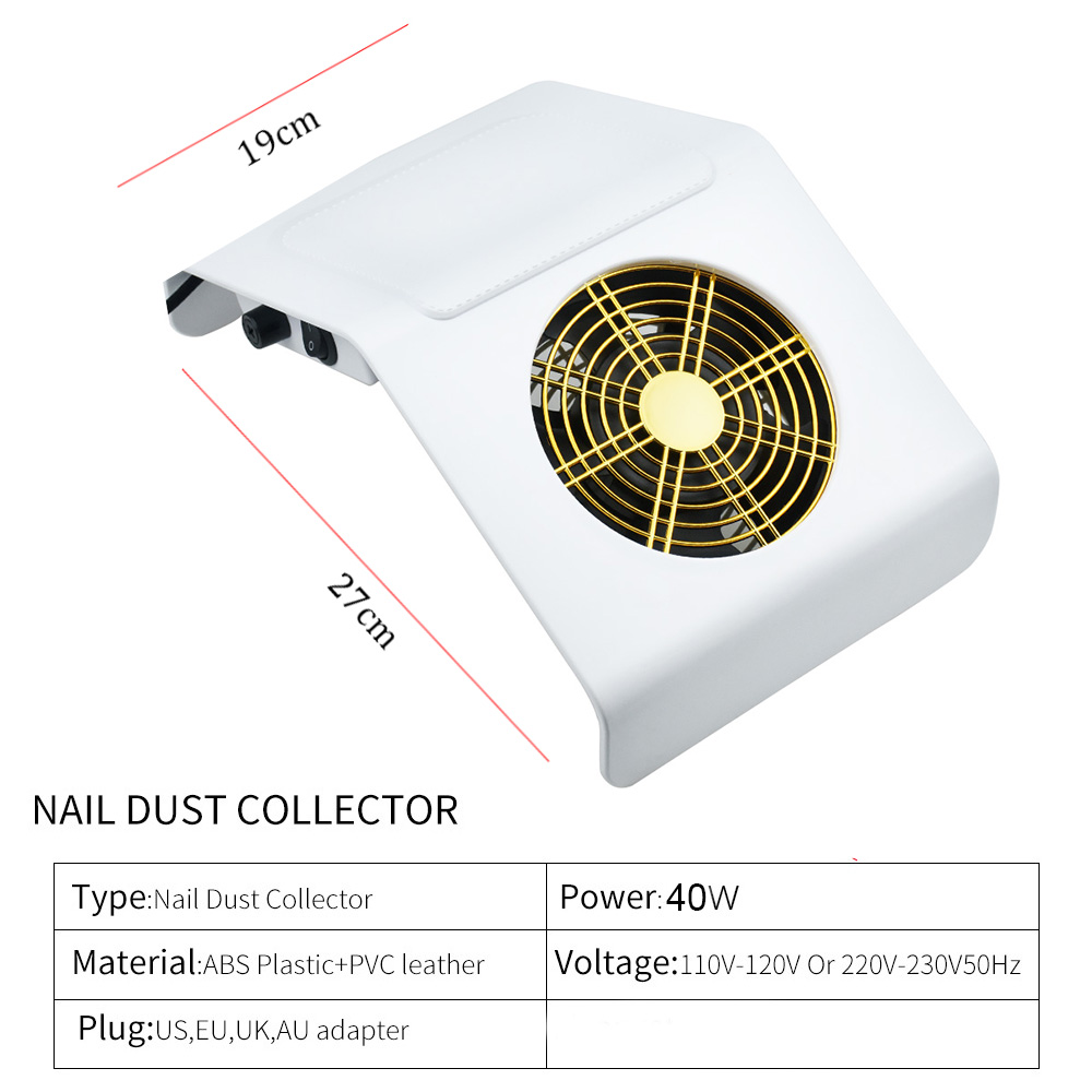 40W Leistungsstarke Nagel Staub Absaugung Kollektor Staubsauger Nagel Salon Werkzeuge Nagel Kunst Ausrügestochen mit 2 Staub Sammeln Tasche