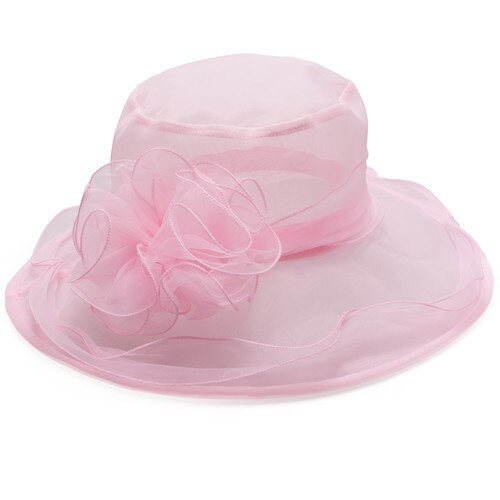 Lawliet Summer Hats for Women Organza Wide Brim Sun Hat Kentucky Derby Wedding Church Tea Party Floral Cap A002: Pink