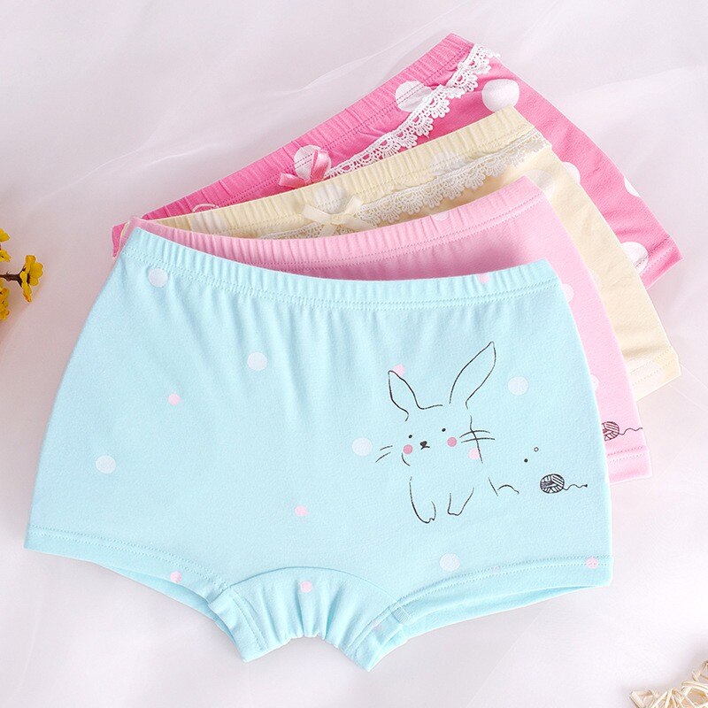 2-12t meisjesondergoed kinderen 2 stuks effen katoenen cartoon print slips boxershorts korte broeken peuter kinderen onderkleding