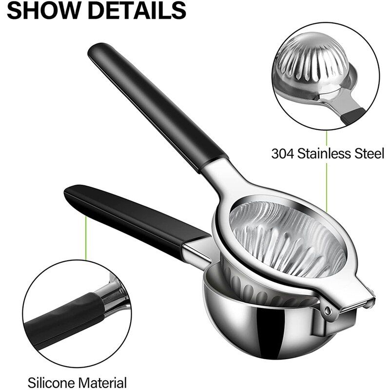Lemon Squeezer, Stainless Steel Manual Lime Squeezer, Fruit Citrus Juicer Press with Non-Slip Grip Hand Juicer