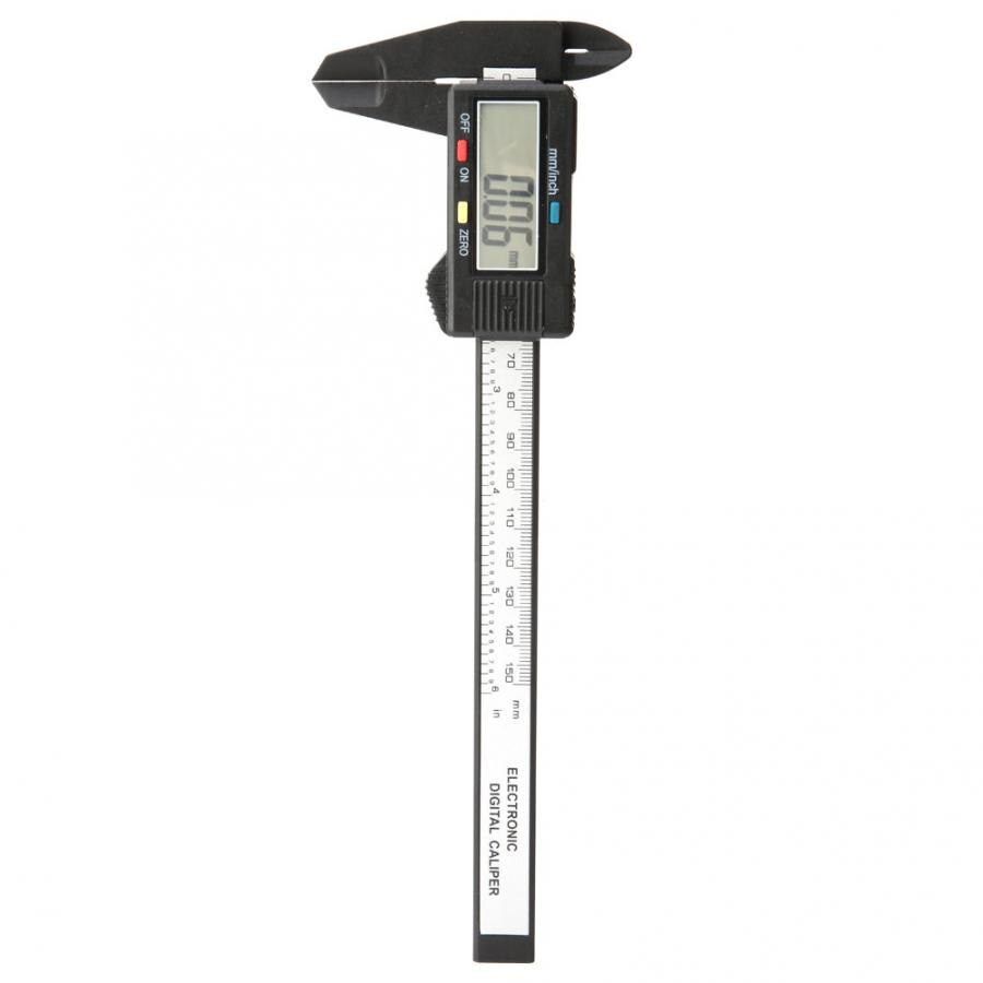 150mm 6 Inch Digital LCD Carbon Fiber Vernier Caliper Gauge Micrometer Measuring Tool 0.1mm Plastic with Telescopic Rod Drawing