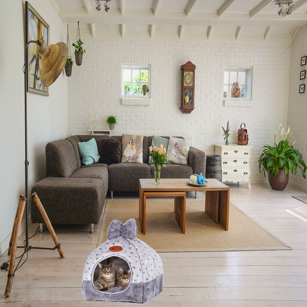 Blød varm kæledyr kat hund vintermåtte seng kat telt hus foldbar kennel hule leopard print hus til katte hunde sover